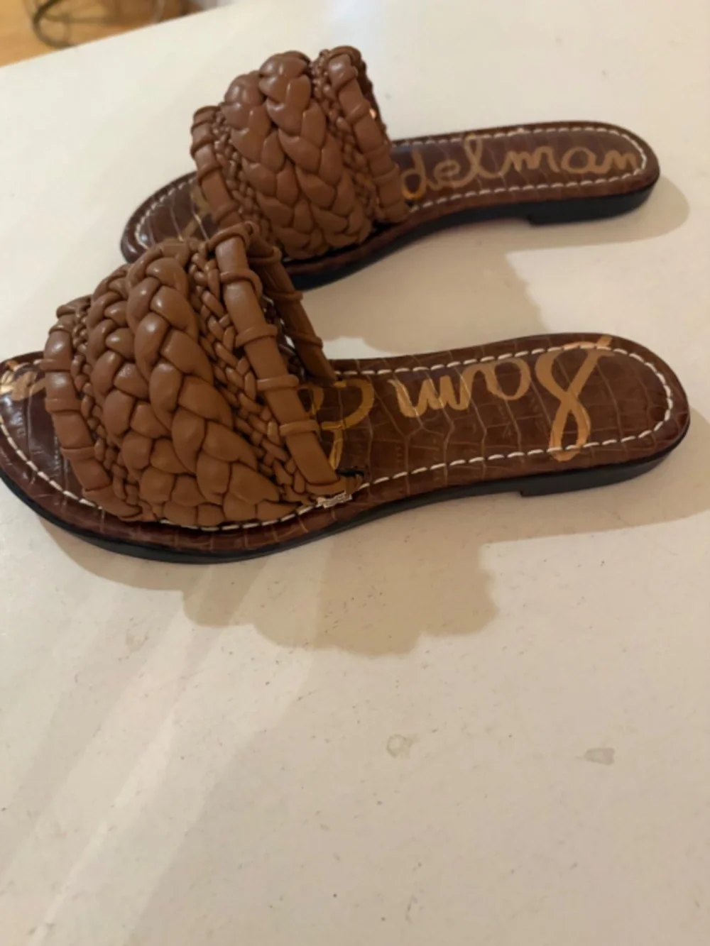 Sam edelman woven slide light brown NWT